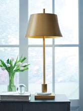 Warmstead Furniture - Ashley Furniture - Fritzburn Lighting - Metal Table Lamp (1/CN) / Gold Finish/White - L208444